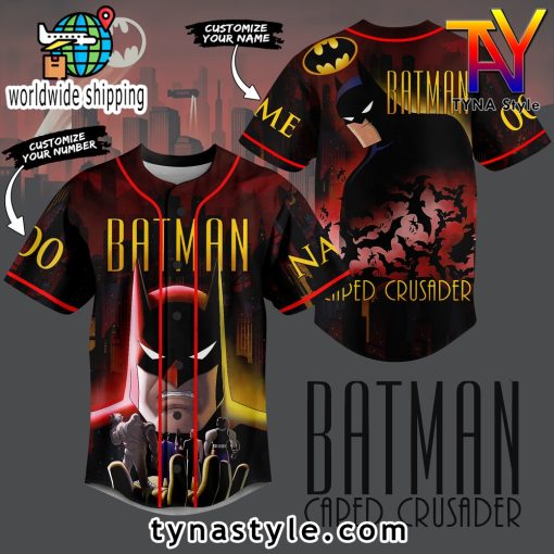 Batman Caped Crusader Custom Name Baseball Jersey