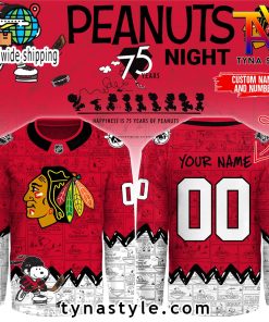 Chicago Blackhawks Peanuts 75 Years Night Hockey Jersey