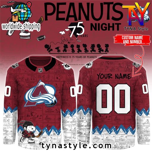 Colorado Avalanche Peanuts 75 Years Night Hockey Jersey