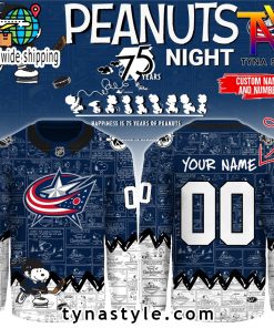 Columbus Blue Jackets Peanuts 75 Years Night Hockey Jersey