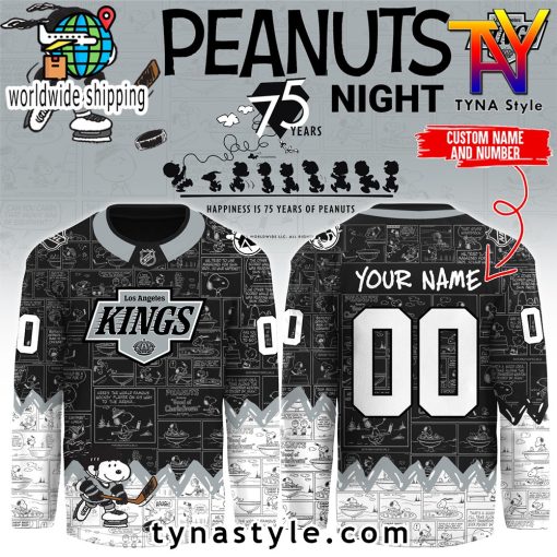 Los Angeles Kings Peanuts 75 Years Night Hockey Jersey