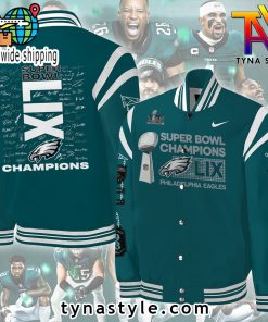 NFL Philadelphia Eagles Super Bowl LIX Champions Baseball Jacket