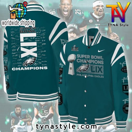 NFL Philadelphia Eagles Super Bowl LIX Champions Baseball Jacket