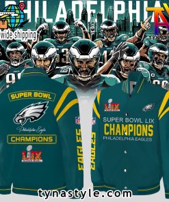 NFL Philadelphia Eagles Super Bowl LIX Champions Premium Baseball Jacket