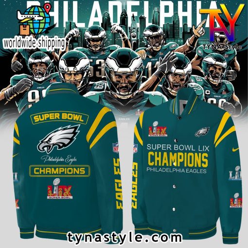 NFL Philadelphia Eagles Super Bowl LIX Champions Premium Baseball Jacket