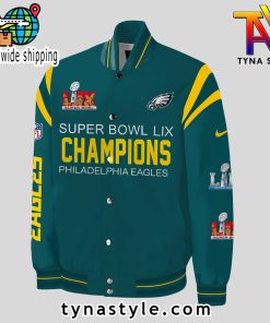 NFL Philadelphia Eagles Super Bowl LIX Champions Premium Baseball Jacket