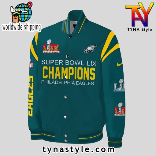 NFL Philadelphia Eagles Super Bowl LIX Champions Premium Baseball Jacket