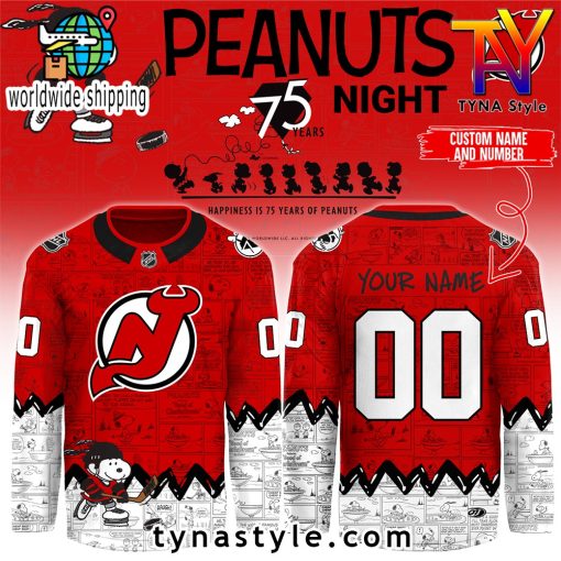 New Jersey Devils Peanuts 75 Years Night Hockey Jersey