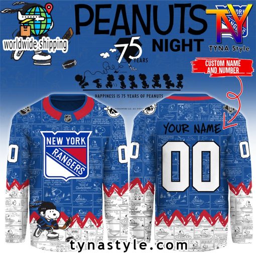 New York Rangers Peanuts 75 Years Night Hockey Jersey