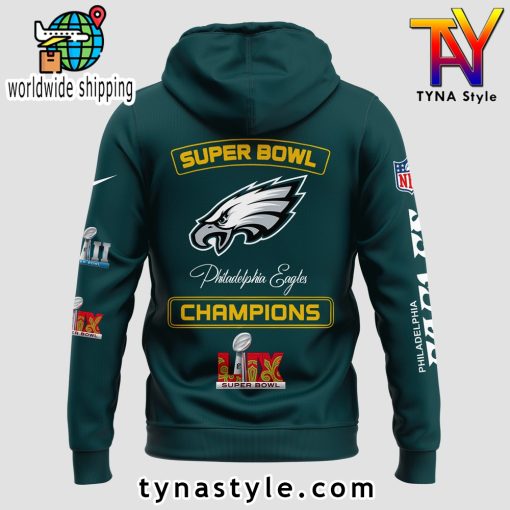 Philadelphia Eagles Super Bowl LIX Champions Hoodie Dark Green