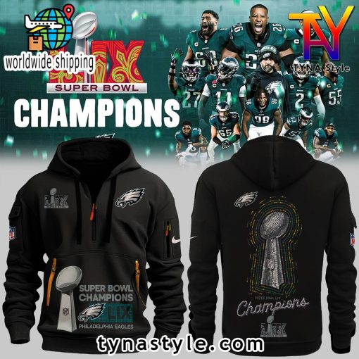 Philadelphia Eagles Super Bowl LIX Champions Premium Hoodie Black