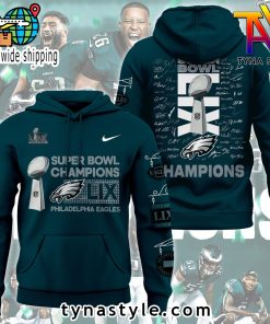 Philadelphia Eagles Super Bowl LIX Champions Premium Hoodie Dark Green