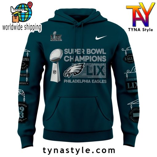 Philadelphia Eagles Super Bowl LIX Champions Premium Hoodie Dark Green