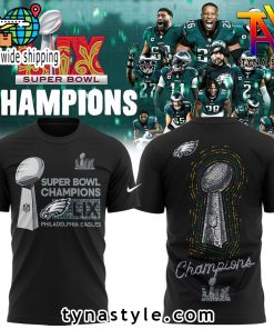 Philadelphia Eagles Super Bowl LIX Champions Premium T Shirt Black