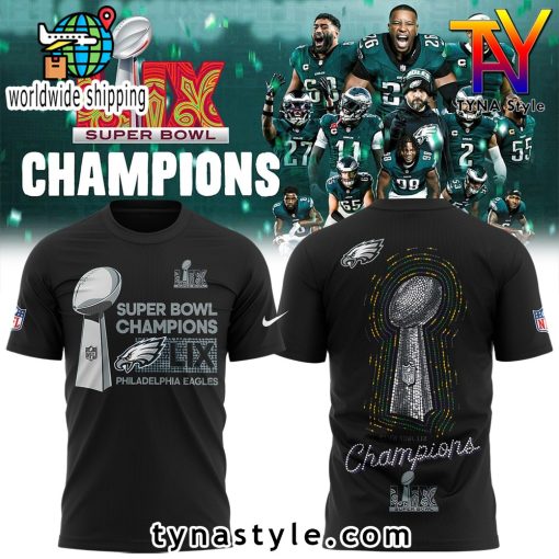 Philadelphia Eagles Super Bowl LIX Champions Premium T Shirt Black