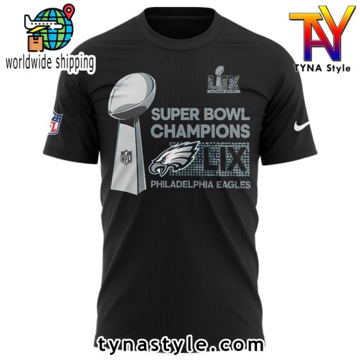 Philadelphia Eagles Super Bowl LIX Champions Premium T Shirt Black