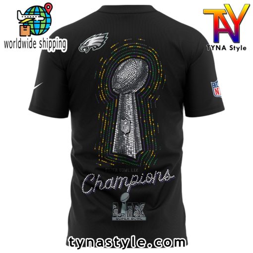 Philadelphia Eagles Super Bowl LIX Champions Premium T Shirt Black