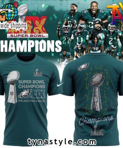 Philadelphia Eagles Super Bowl LIX Champions Premium T Shirt Dark Green