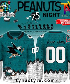 San Jose Sharks Peanuts 75 Years Night Hockey Jersey