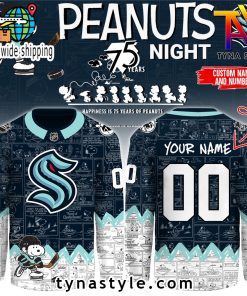 Seattle Kraken Peanuts 75 Years Night Hockey Jersey