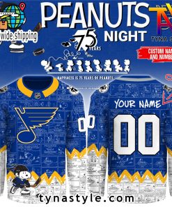 St. Louis Blues Peanuts 75 Years Night Hockey Jersey