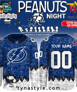 Tampa Bay Lightning Peanuts 75 Years Night Hockey Jersey