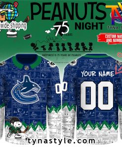 Vancouver Canucks Peanuts 75 Years Night Hockey Jersey