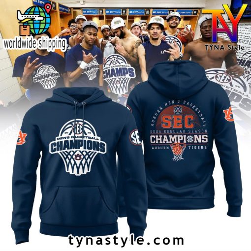 Auburn Tigers 2025 SEC Men’s Basketball Season Champions Hoodie For Fans