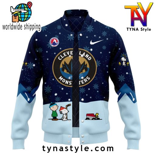 Cleveland Monsters x Peanuts & Snoopy Nike Baseball Jacket Snow Night