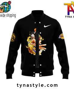 Los Angeles Laker x One Piece Black Baseball Jacket V1