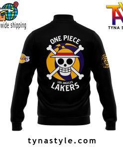 Los Angeles Laker x One Piece Black Baseball Jacket V1