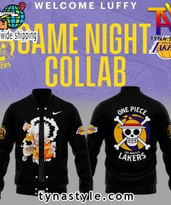 Los Angeles Laker x One Piece Black Baseball Jacket V2