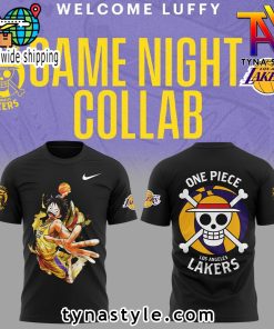 Los Angeles Laker x One Piece Black T-Shirt V1