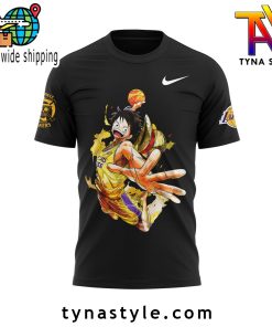 Los Angeles Laker x One Piece Black T-Shirt V1