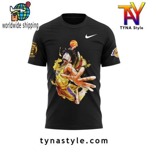 Los Angeles Laker x One Piece Black T-Shirt V1