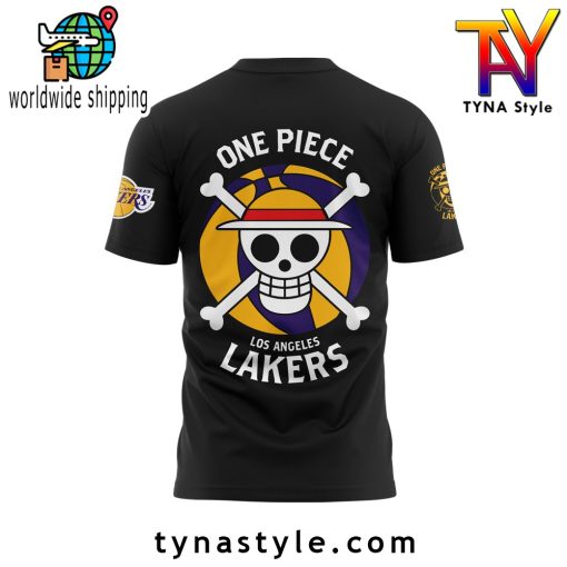 Los Angeles Laker x One Piece Black T-Shirt V1