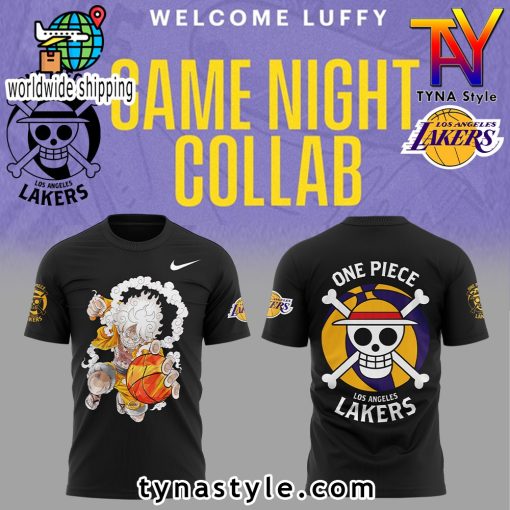 Los Angeles Laker x One Piece Black T-Shirt V2