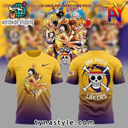 Los Angeles Laker x One Piece Gold/Purple T-Shirt