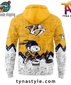 Nashville Predators 75th Anniversary of Peanuts Hoodie YellowWhite