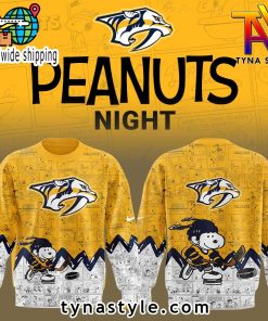 Nashville Predators 75th Anniversary of Peanuts SweatshirtYellowWhite