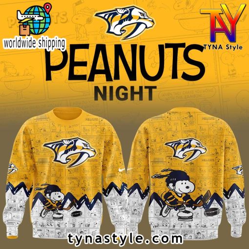 Nashville Predators 75th Anniversary of Peanuts Sweatshirt Yellow/White