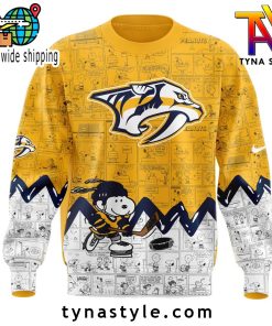 Nashville Predators 75th Anniversary of Peanuts Sweatshirt Yellow/White