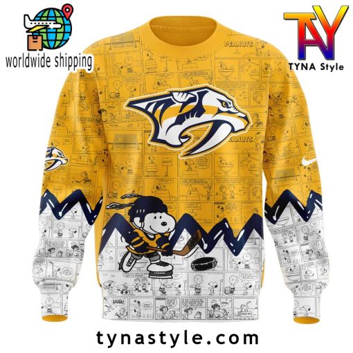 Nashville Predators 75th Anniversary of Peanuts Sweatshirt Yellow/White