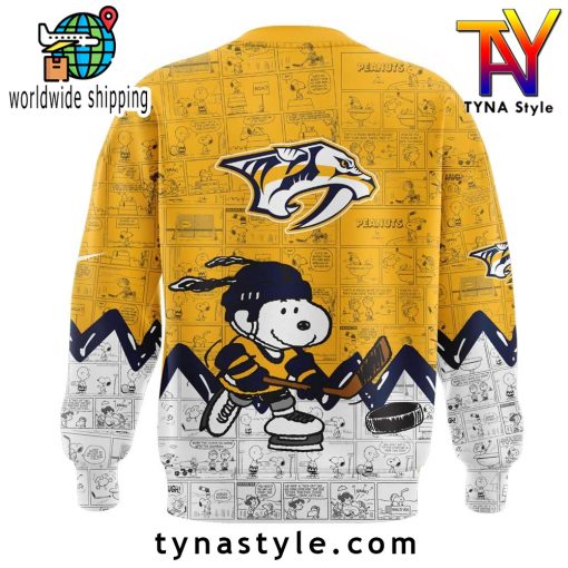 Nashville Predators 75th Anniversary of Peanuts Sweatshirt Yellow/White