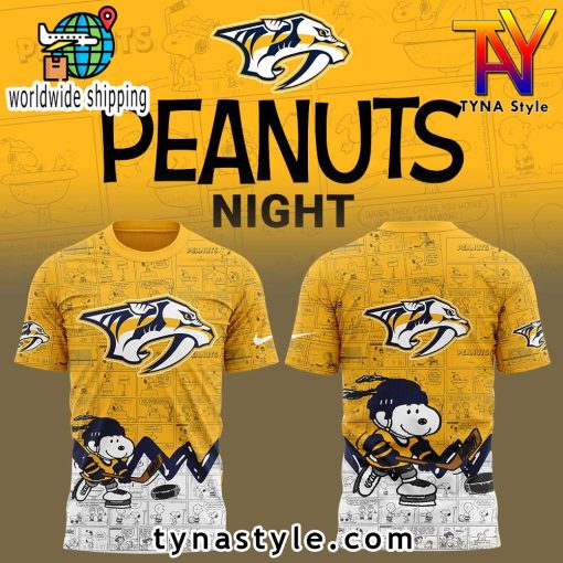 Nashville Predators 75th Anniversary of Peanuts T-Shirt Yellow/White