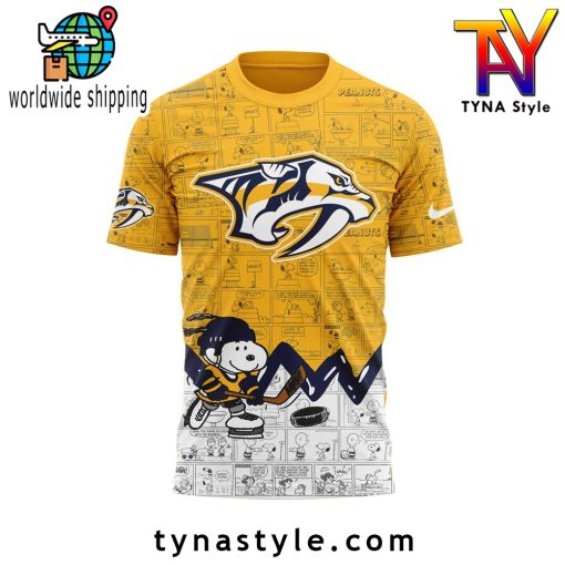 Nashville Predators 75th Anniversary of Peanuts T-Shirt Yellow/White