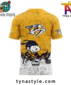 Nashville Predators 75th Anniversary of Peanuts TShirt YellowWhite