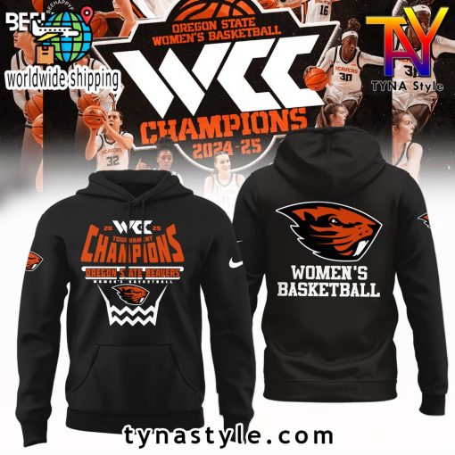 Oregon State Beavers 2025 WCC Champions Black Hoodie For Fans