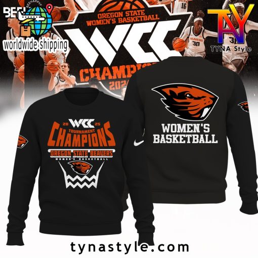 Oregon State Beavers 2025 WCC Champions Black Sweatshirt For Fans