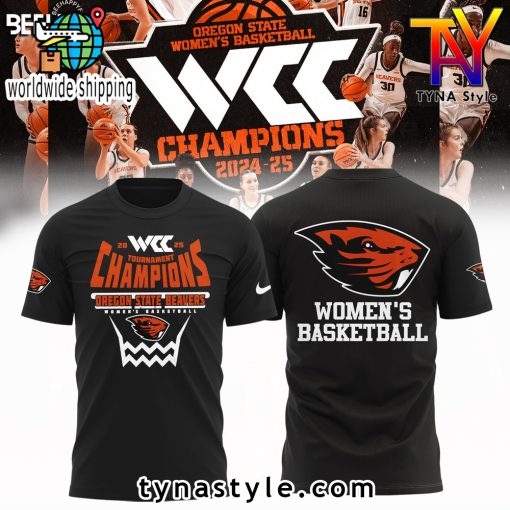 Oregon State Beavers 2025 WCC Champions Black T Shirt For Fans